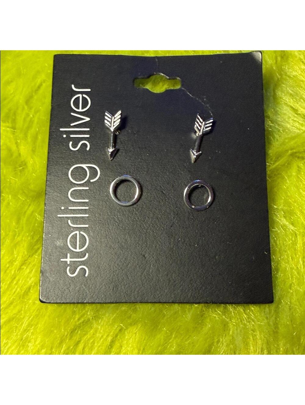 Sterling Silver Arrow and Circle Earrings